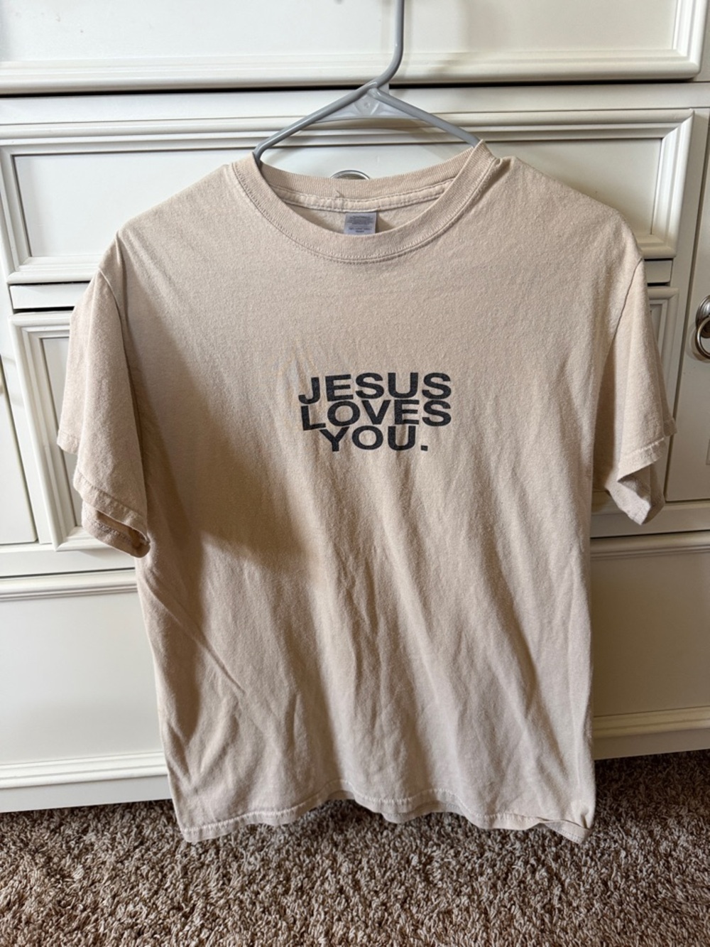 Jesus Loves You Graphic Tee - Beige
